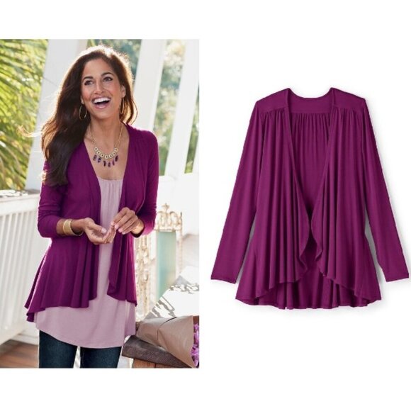 Like New Soft Surroundings Soft Drapey Topper Purple Size L - Picture 1 of 8
